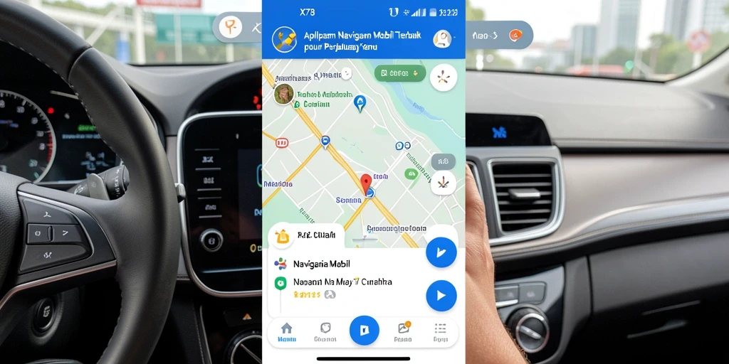 Tampilan antarmuka aplikasi X78 yang memudahkan navigasi mobil.