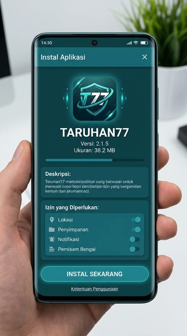 Tampilan halaman APK taruhan77
